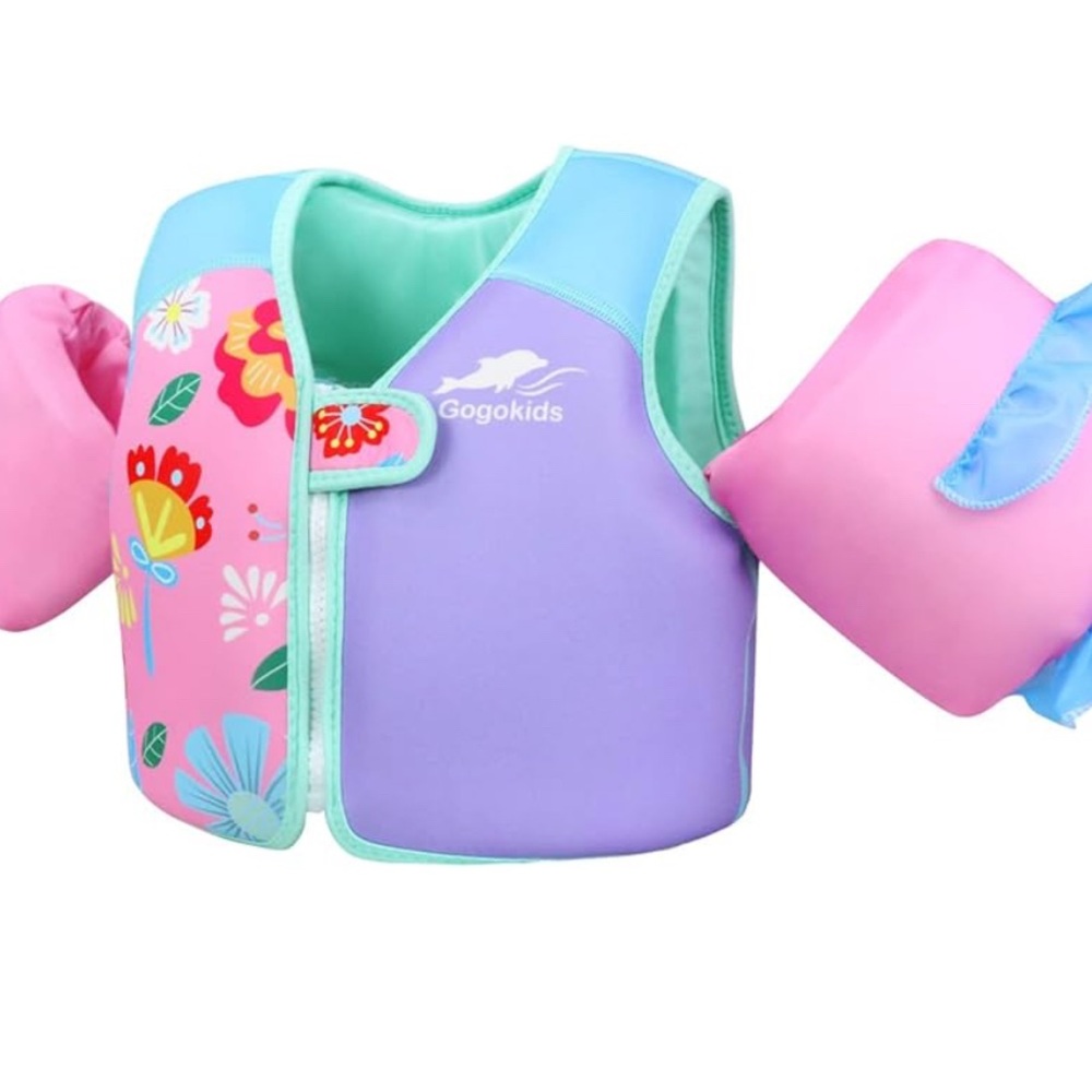 Gogokids Floral Swim Vest with Arm Floats size Large